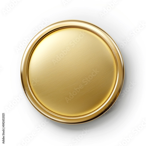 A circle plain gold badge on white background.