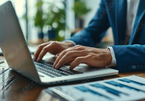 Close Up of Businesspersons Hands Typing on Laptop