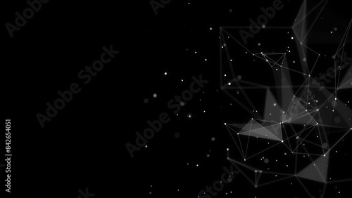 Abstract plexus mesh background with chaotically connected points and polygons flying in space. Digital data network connections. Futuristic technology loop photo