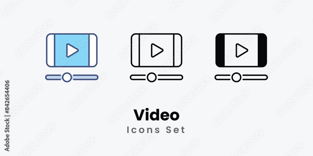 Video icons vector set stock illustration. Video icons vector set stock illustration.