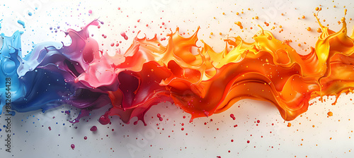 Dynamic splatters of vibrant colors against a pure white backdrop, visually stunning