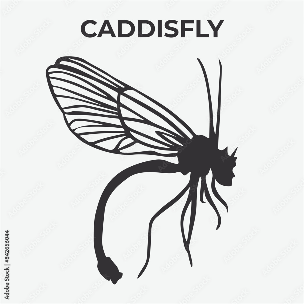 A Clear and Bold Caddisfly Silhouette for Versatile Applications. Vector Illustration A Clear and Bold Caddisfly Silhouette for Versatile Applications. Vector Illustration
