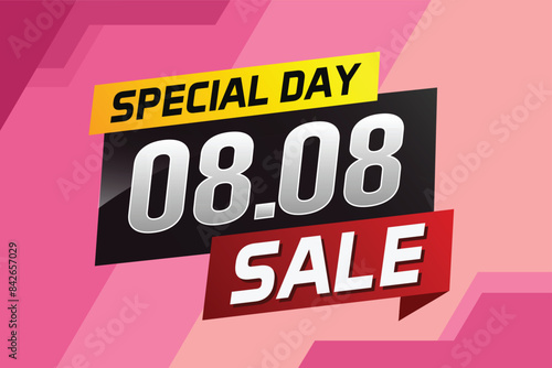 8.8 Special day sale word concept vector illustration with ribbon and 3d style for use landing page, template, ui, web, mobile app, poster, banner, flyer, background, gift card, coupon

