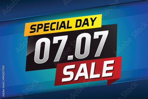 7.7 Special day sale word concept vector illustration with ribbon and 3d style for use landing page, template, ui, web, mobile app, poster, banner, flyer, background, gift card, coupon

