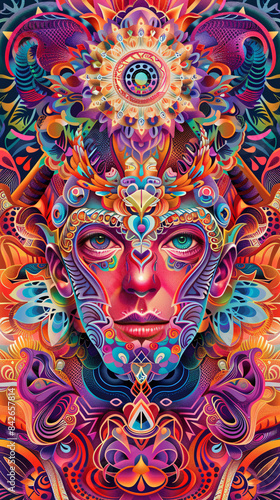 Digital Artist Creating Intricate Tantra Designs with Psychedelic 70s Artwork Aesthetic