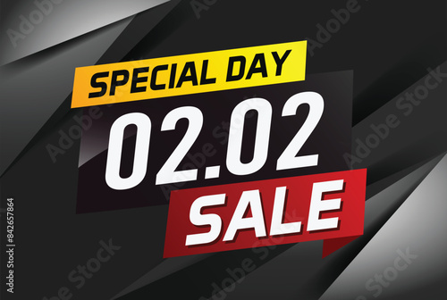 2.2 Special day sale word concept vector illustration with ribbon and 3d style for use landing page, template, ui, web, mobile app, poster, banner, flyer, background, gift card, coupon

