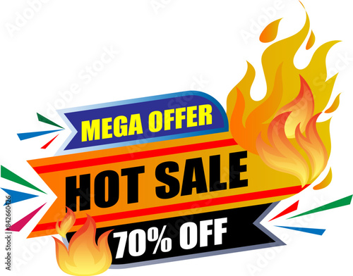 Hot Deal, Hot Sale, Hot Offer, 50% Off, Sale, Deal, Hot, Hot Price, Hot Icons, Hot Logo, Hot deal logo design with burning fire vector