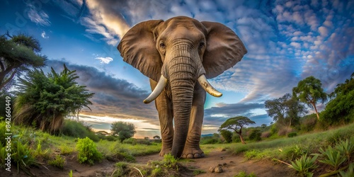 Elefant Weitwinkel Nahaufnahme in der Natur 