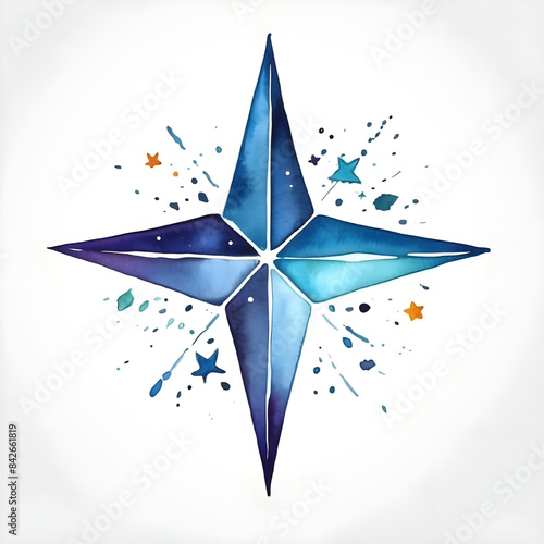 illustration of blue geometric compass isolated on white background, vector ready for design 