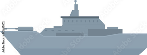 Military ship sailing on water, armed forces protecting country borders