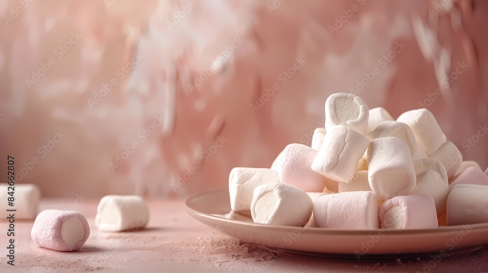 A plate of marshmallows on the table A plate of marshmallows on the table