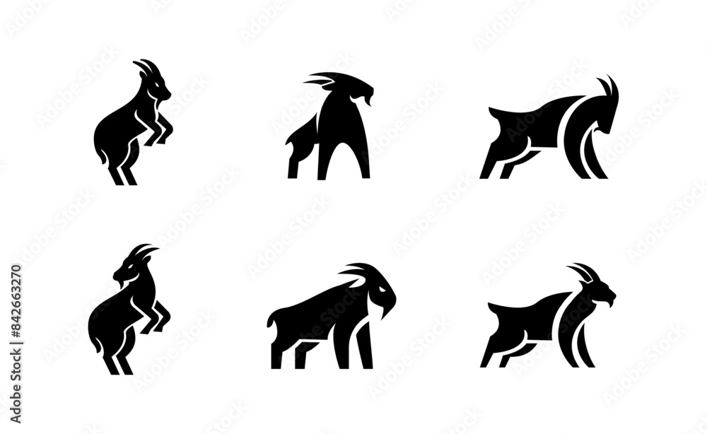 Obraz premium Goat simple black logo icon design illustration template