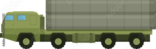 Green military truck transporting missiles, ensuring national security and defense capabilities