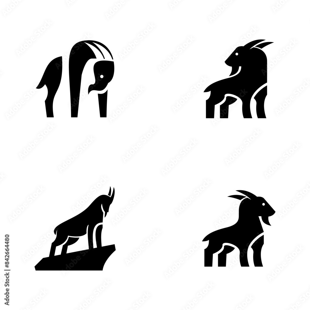 Obraz premium Goat simple black logo icon design illustration template