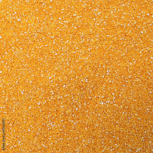 Obraz na płótnie Bright yellow corn grits, closeup. Corn grits texture as background. w salonie