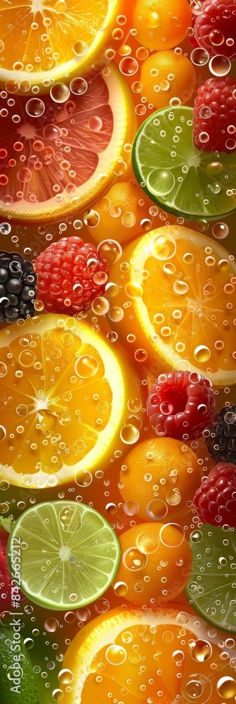 Vibrant Citrus and Berry Abstract Background Vibrant Citrus and Berry Abstract Background