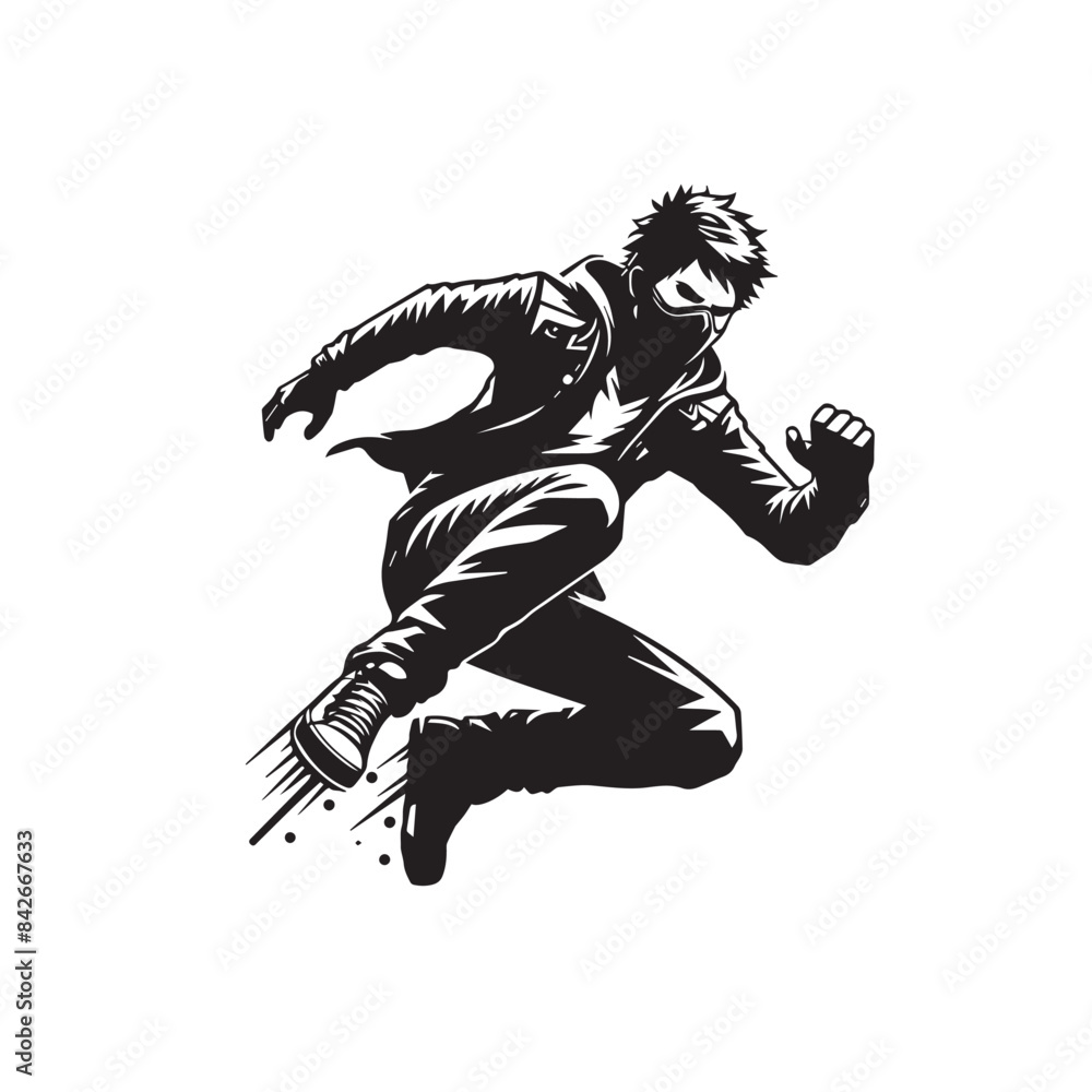 Gamer jumping mid air silhouette, Gamer jumping mid air silhouette,