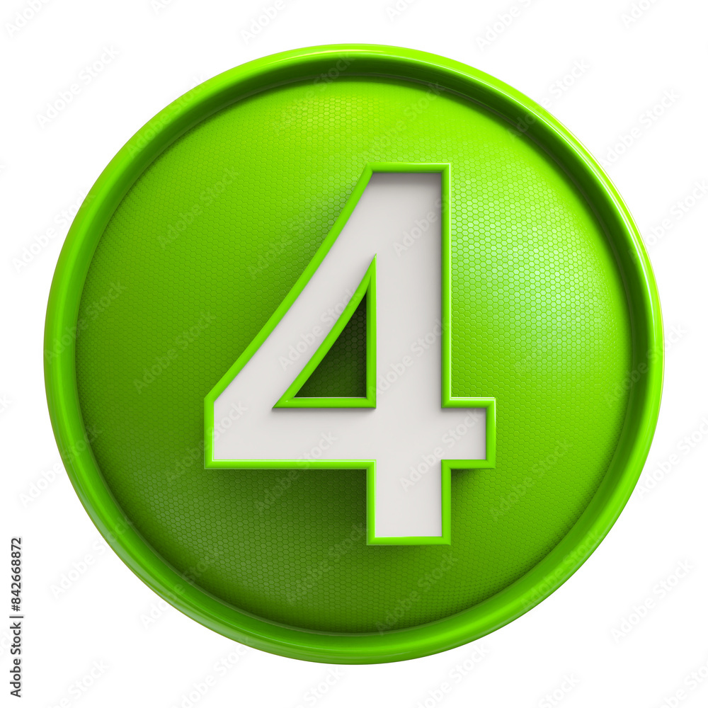 Obraz premium Green Button 3D Number 4