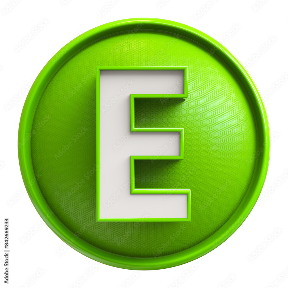 Button Green 3D Font Letter E uppercase Button Green 3D Font Letter E uppercase