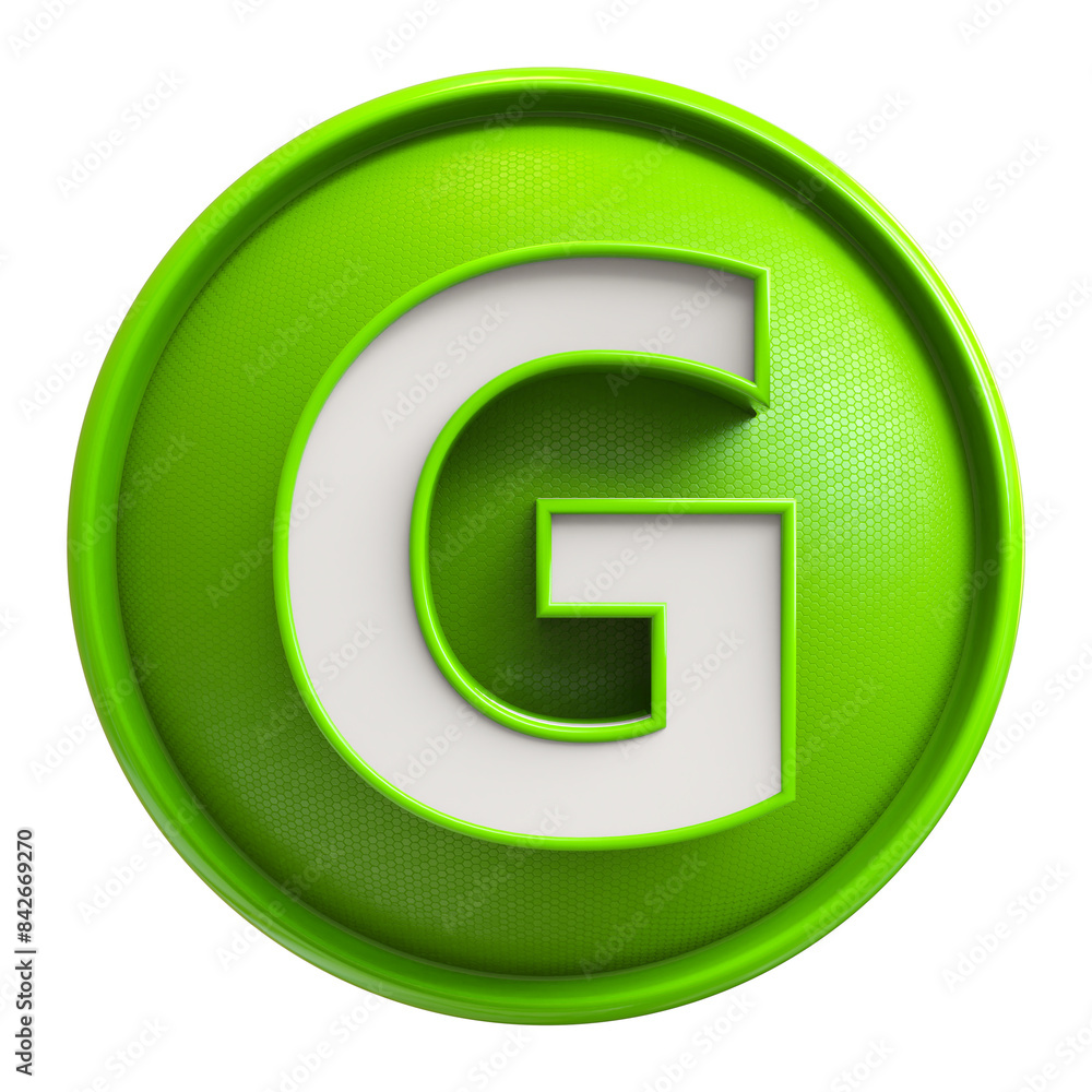 Button Green 3D Font Letter G uppercase Button Green 3D Font Letter G uppercase