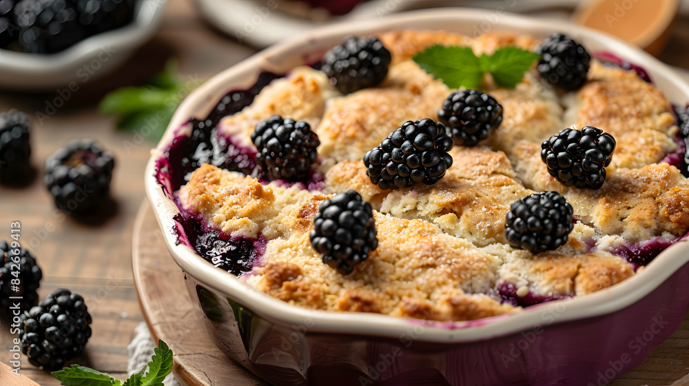 Blackberry cobbler with blackberry cream cheese and biscuit crust. topped with fresh blackberries. Blackberry cobbler with blackberry cream cheese and biscuit crust. topped with fresh blackberries.