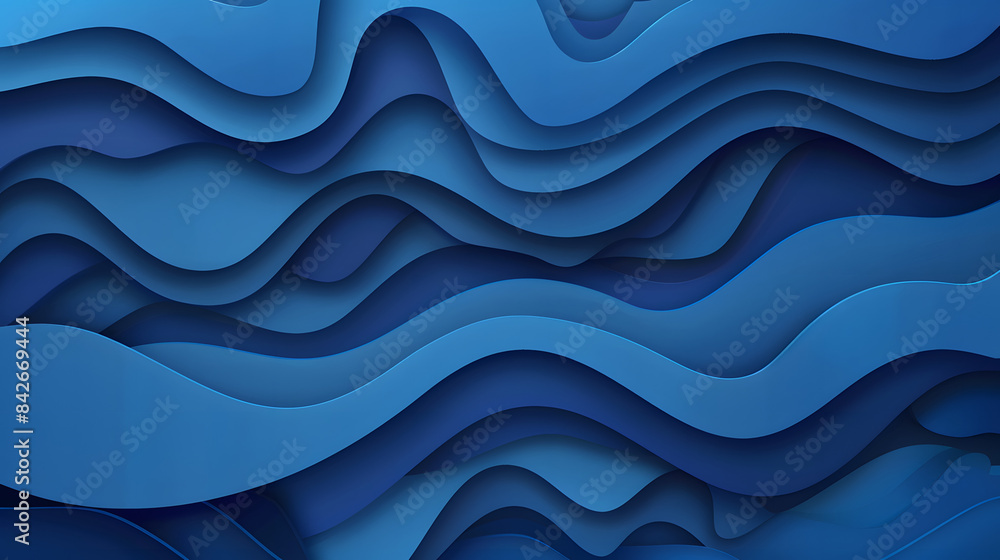 Blue abstract background with wavy paper cut shapes. Vector ...
