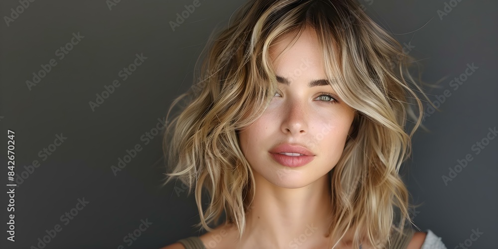 Modern Look Stylish Long Bob with Textured Waves and Subtle Highlights. Concept Modern Hairstyles, Stylish Trends, Long Bob, Textured Waves, Subtle Highlights Modern Look Stylish Long Bob with Textured Waves and Subtle Highlights. Concept Modern Hairstyles, Stylish Trends, Long Bob, Textured Waves, Subtle Highlights