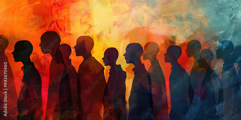 Naklejka premium Shadows of Discrimination: Subconscious Influences on Judgment - Reflecting on how hidden biases can contribute to discriminatory behavior.