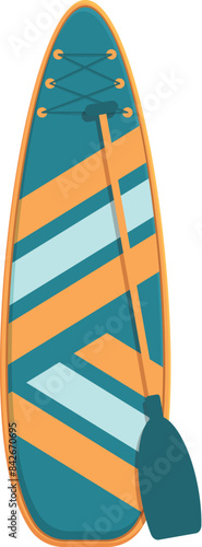 Stand up paddle board for sup surfing water sport with a paddle is staying upright on white background