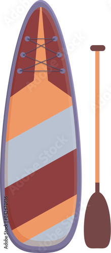 Paddle board standing up with paddle for sup surfing water sport on white background