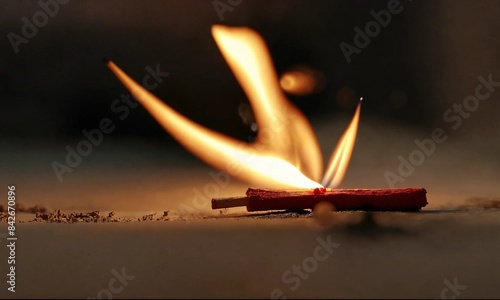 Matchstick catching fire like the spark of a bigge photo