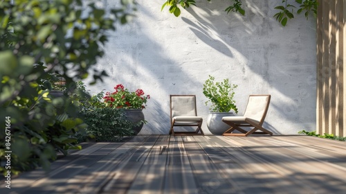 Wicker Chair Beckons on Tranquil Deck