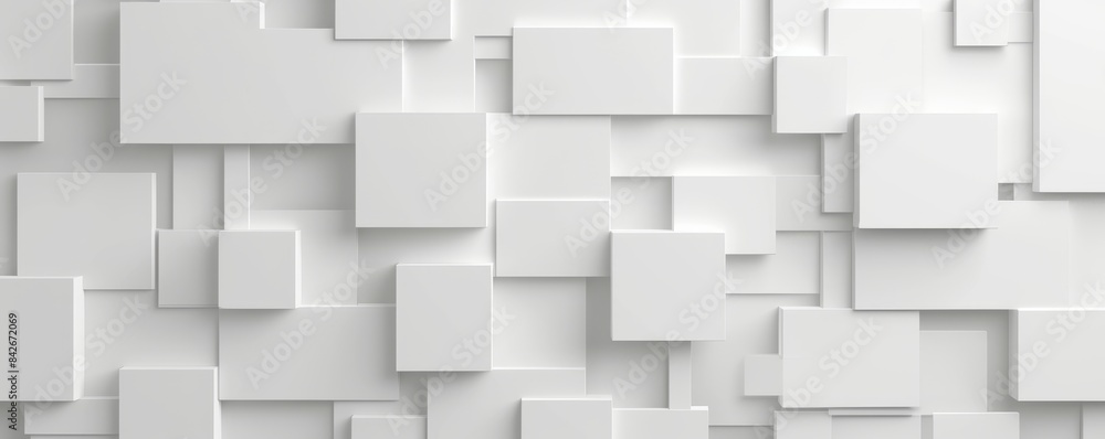 Obraz premium Abstract arrangement of white 3d rectangles. Geometric pattern and modern design concept