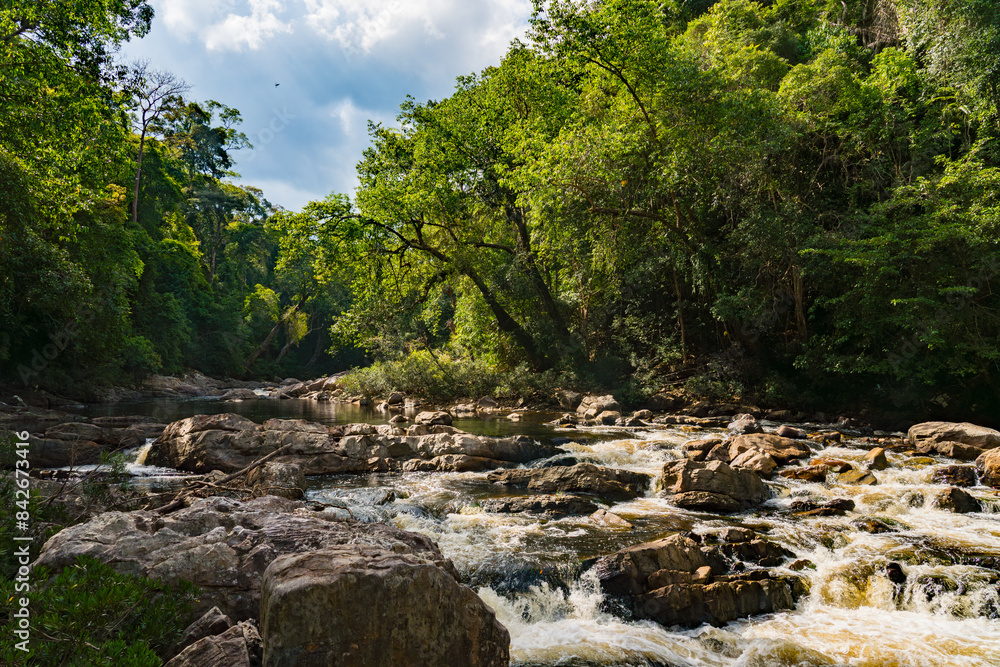 Lata Berkoh Cascade in River with Rocks and Waterfall in Taman Negara Park Malaysia Lata Berkoh Cascade in River with Rocks and Waterfall in Taman Negara Park Malaysia