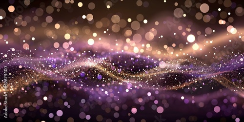 Captivating purple and gold glitter bokeh background with stunning shining texture. Concept Glitter Bokeh, Purple and Gold, Shining Texture, Captivating Background