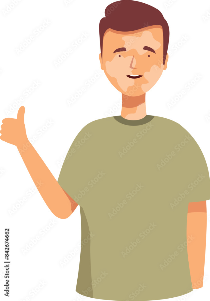 Smiling young man with vitiligo showing thumbs up approving and supporting body positivity and diversity Smiling young man with vitiligo showing thumbs up approving and supporting body positivity and diversity