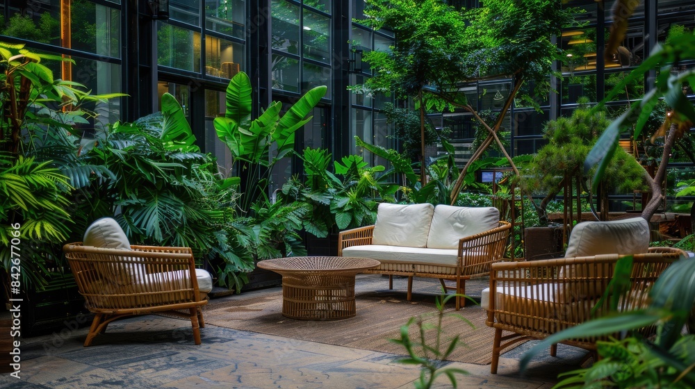 A Tranquil Urban Oasis: Secluded Patio With Lush Greenery A Tranquil Urban Oasis: Secluded Patio With Lush Greenery