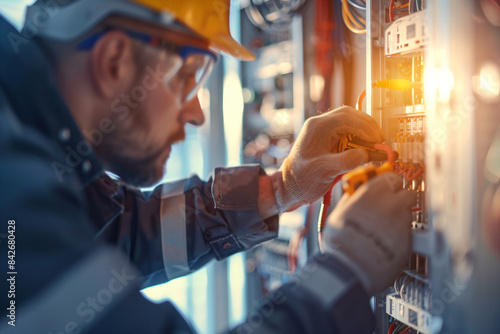 a man in a hard hat working on a machine