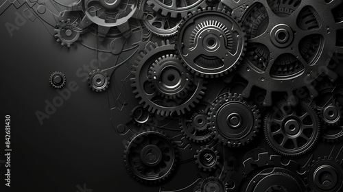 Wallpaper Mural Abstract Background Featuring Gear and Watch Parts in Black and Silver Color Scheme with Metallic Texture. Detailed Close-Up of Mechanical Elements in High-Resolution, Vector Illustration Style for Gr Torontodigital.ca