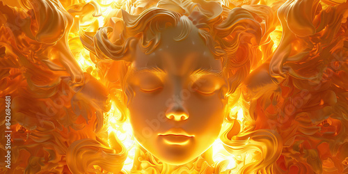 Radiant Reverence: Cherubim Basking in Divine Love - Cherubim bathed in golden light, their cherubic faces filled with joy and adoration as they bask in the warmth of divine love