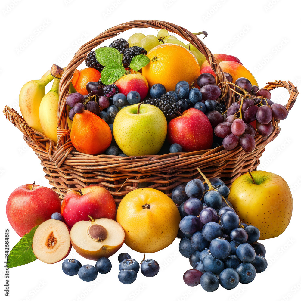 basket of fruit with a few pieces of fruit in it, transparent background png basket of fruit with a few pieces of fruit in it, transparent background png