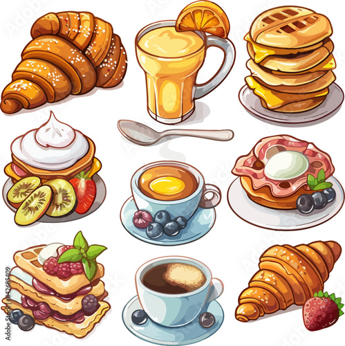 Set of breakfast food illustration in vectorial