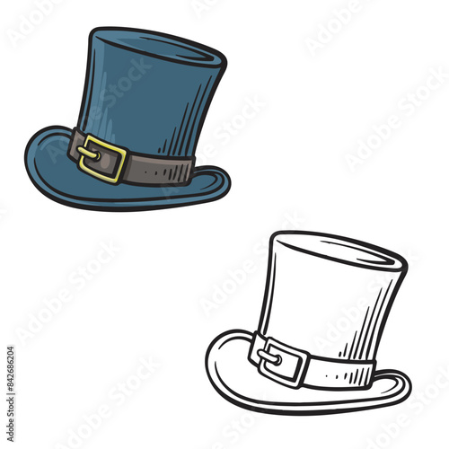 top hat vector illustration. Simple design outline style. Easy to edit. Isolated on white background