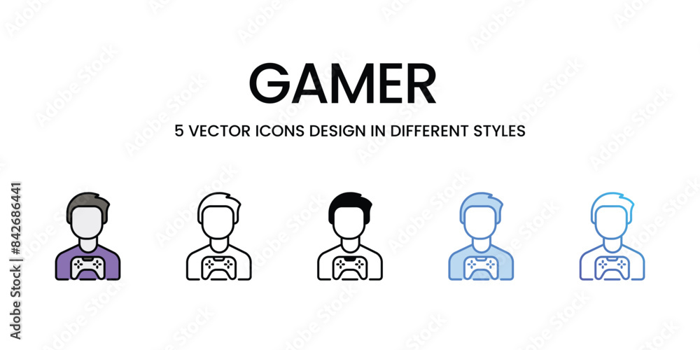 Gamer icons vector set stock illustration. Gamer icons vector set stock illustration.