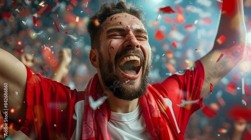 Soccer Fan's Unbridled Passion on Isolated Background