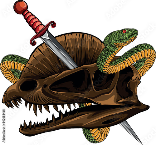 skull of dilophosaurus dinosaur vector illustration design