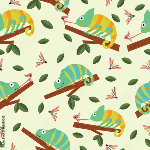 chameleon pattern in flat vector,background,wrapper,fabric,cover,wallpaper,etc
