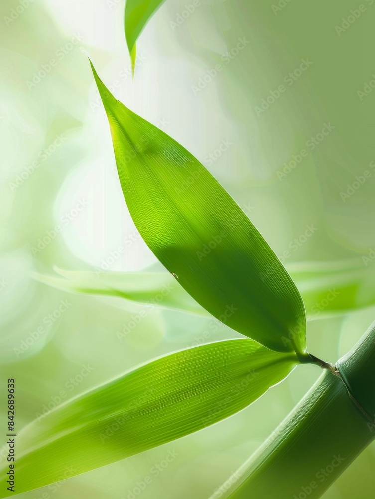 Obraz premium 2 pieces of bamboo leaves, macro, super clear, real 