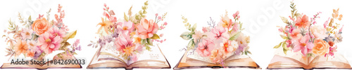 flower and book clipart vector for graphic resources	