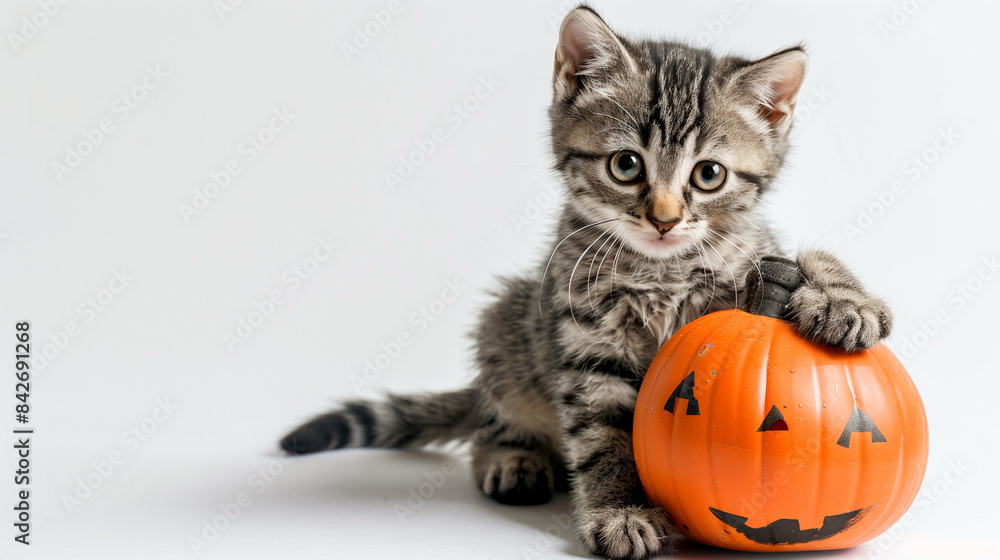 cat with halloween pumpkin cat with halloween pumpkin
